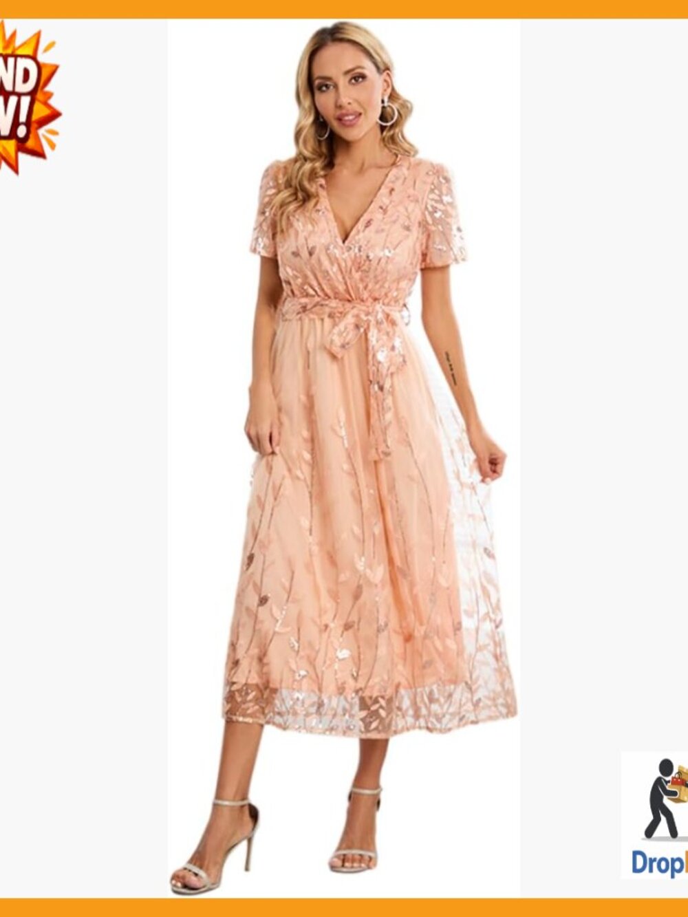 Sequin Embroidered V-Neck Maxi Evening Dress Elegant Formal Party Gown